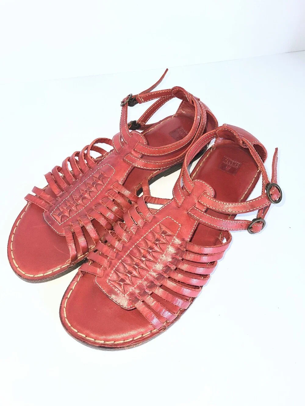 Frye Kayla Huarachi Sandals Caged Gladiator Genuine Leather Oxblood Red Size 8.5